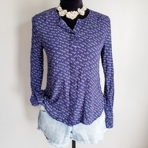Anthro|| Maeve bird print button down blouse 0